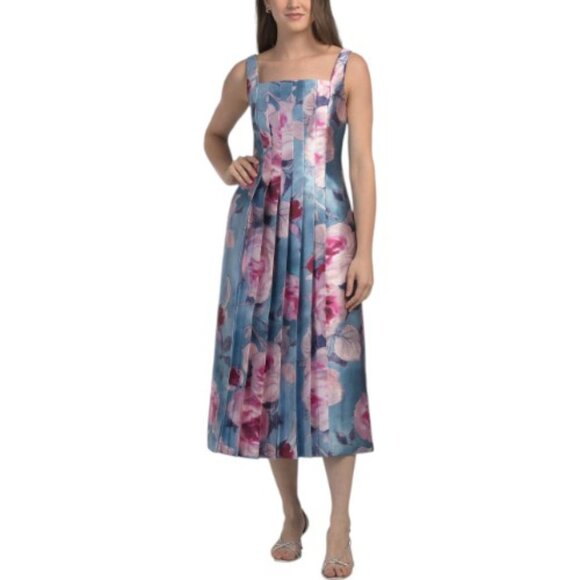 Kay Unger Dresses & Skirts - KAY UNGER Sleeveless Floral Mikado Tea-length Dress